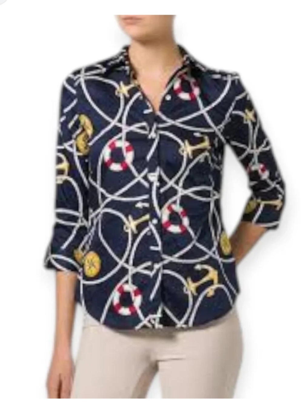 Ralph Lauren M Nautical Print Button-Up Shirt